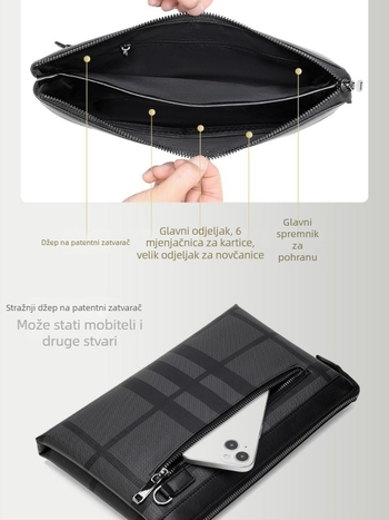 Muška PVC clutch torba, gradski stil jednostavnosti, prugasti uzorak, vodootporna i otporna na habanje, podstava od poliestera