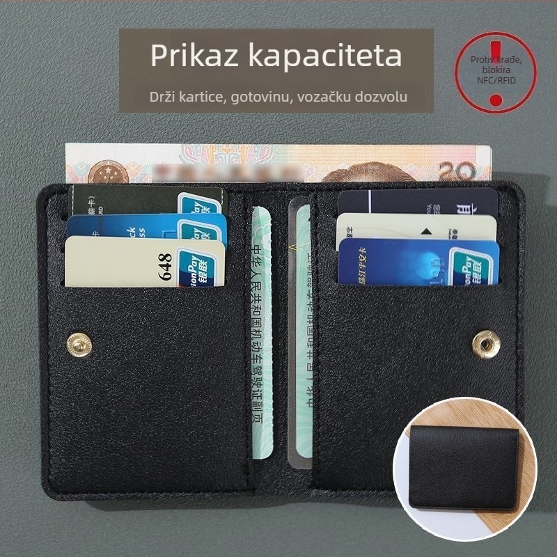 Muški ultra-tanki držač kartica s višestrukim pretincima — mini novčanik s dvostrukom funkcijom (Materijal: sintetička koža; Podstava: PU)