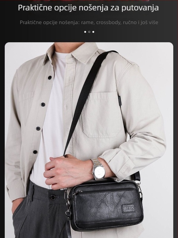 Muški PU clutch s tri u jedan dizajnom, naramenicom/ crossbody, slova uzorak, prozračan, vodootporan