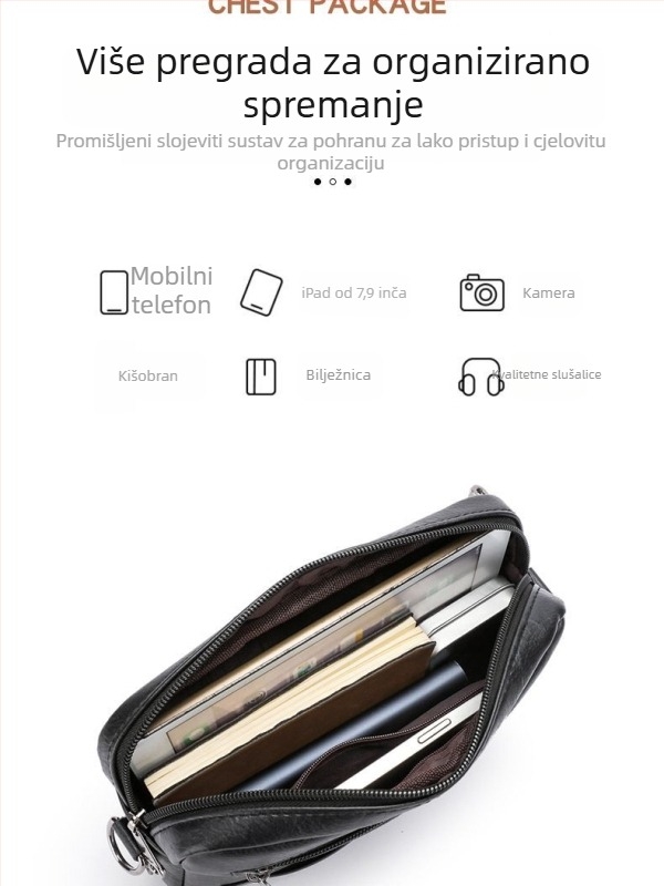 Muški PU clutch s tri u jedan dizajnom, naramenicom/ crossbody, slova uzorak, prozračan, vodootporan