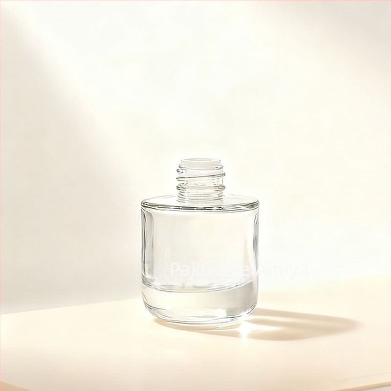 Ručna staklena boca s kapljicom, cilindričnim ploskim ramenom za esencijalno ulje; površinske obrade: sprej premaz, toplinski otisak, elektroplatina; prilagodljivo.