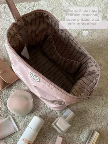 Kozmetička torbica od platna, jednobojna, unisex, velika kapaciteta