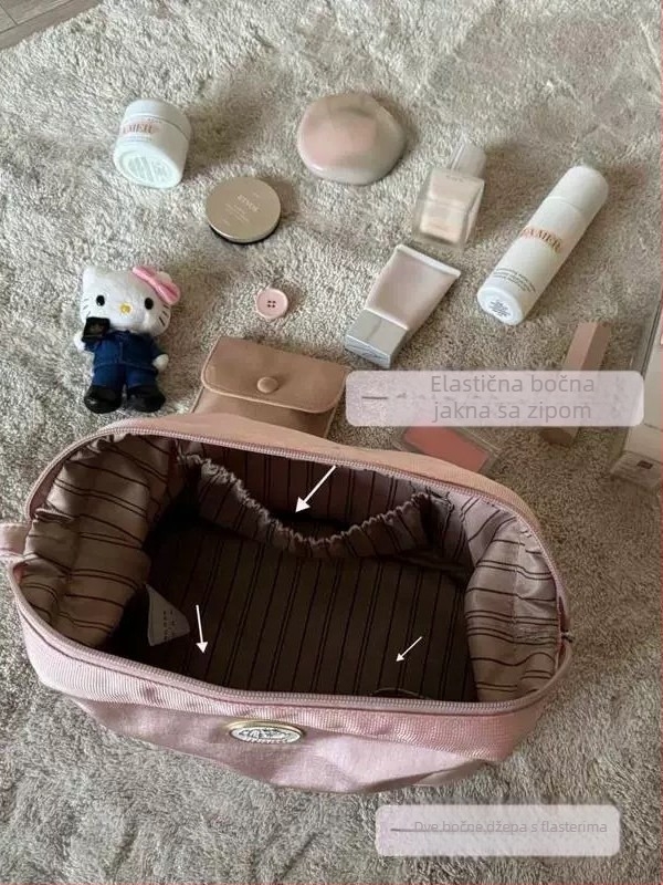 Kozmetička torbica od platna, jednobojna, unisex, velika kapaciteta