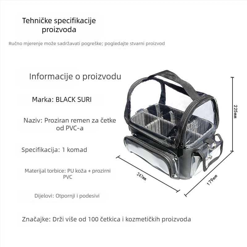 Kozmetička torbica PVC, vodootporna, podstava od poliester vlakana, jednobojni uzorak, stil putovanja za odmor