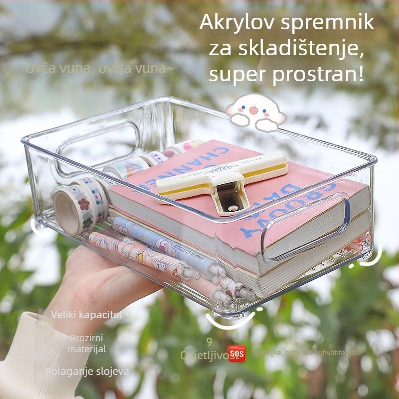 Stolna kutija za pohranu — Prozirni organizator za kozmetiku i maske, PET materijal, moderni stil, lansiranje ožujka 2025.