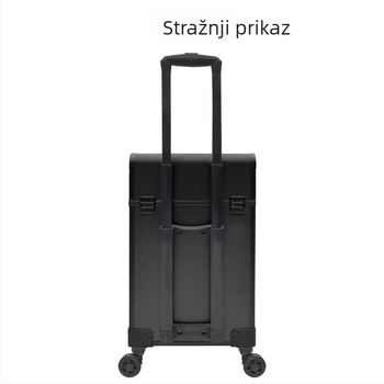 Prijenosna kozmetička kutija na kotačićima za manikuru i tetovaže, metalna konstrukcija, universalni kotačići, zaključavanje bravom, proširivi višerazinski dizajn.