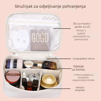 Kozmetička torbica, PU materijal, kubični oblik, višestruka namjena za putovanja