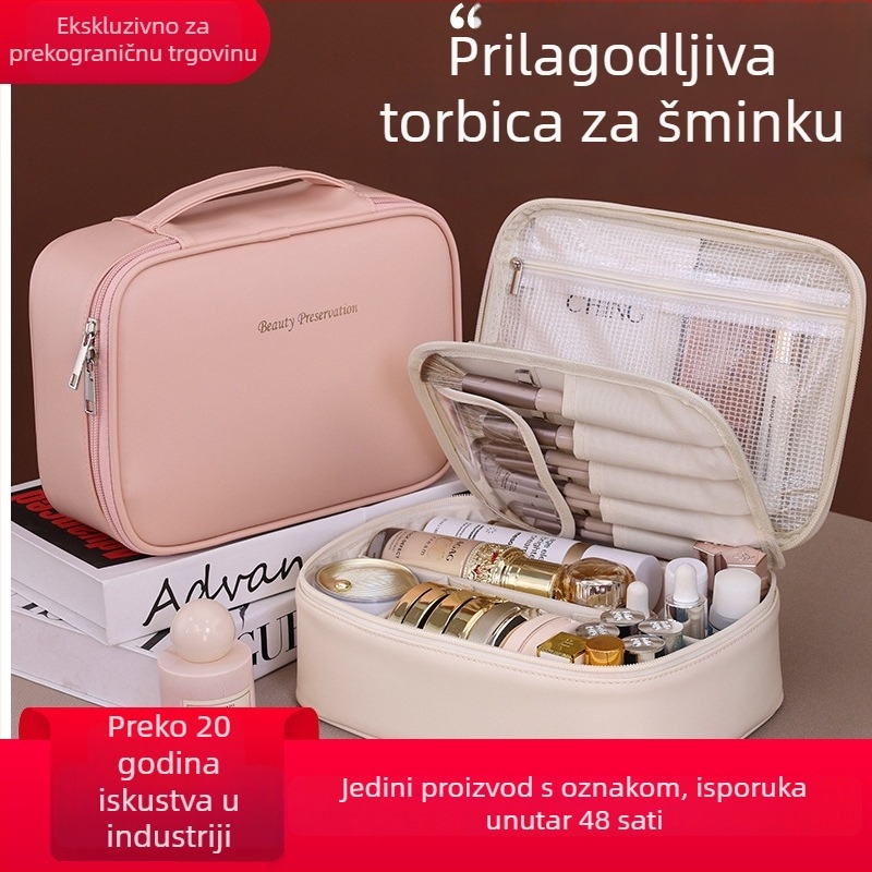 Kozmetička torbica, PU materijal, kubični oblik, višestruka namjena za putovanja