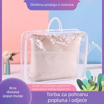 Prozirna PVC vrećica za pohranu deke – kubnog oblika, zatvara se, za deke, posteljinu i odjeću