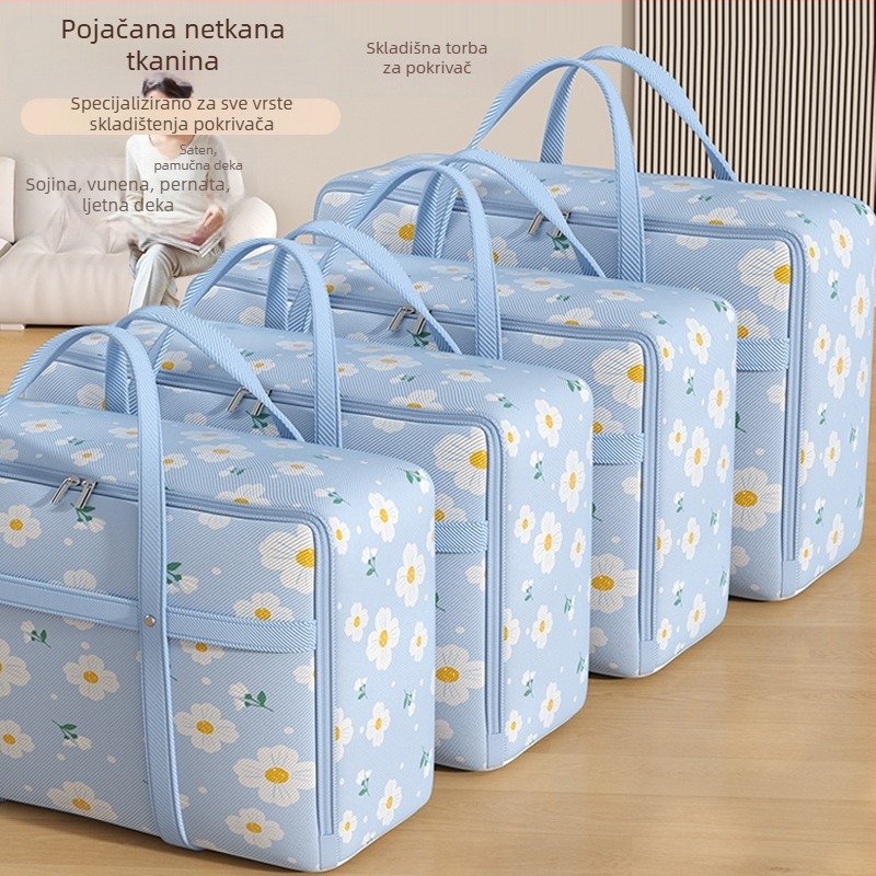 Torba za skladištenje deke – netkano platno, stil ručne torbe, model Blue Daisy Moving Bag, višenamjenska