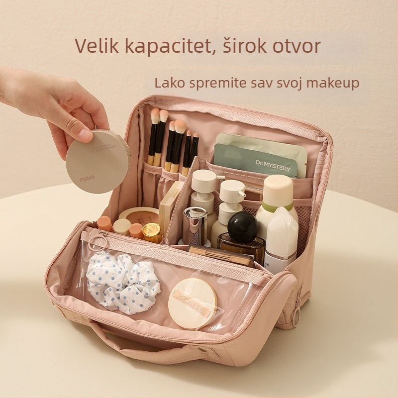 Kozmetička torbica velike kapacitete, prijenosni uspravni model (uspravni model; kubni oblik; poliester; vodootporna; stoji)