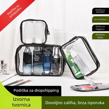 Kockasta PVC torbica za kozmetiku, višestruka namjena za šminku i toaletne potrepštine, moderni minimalistički stil