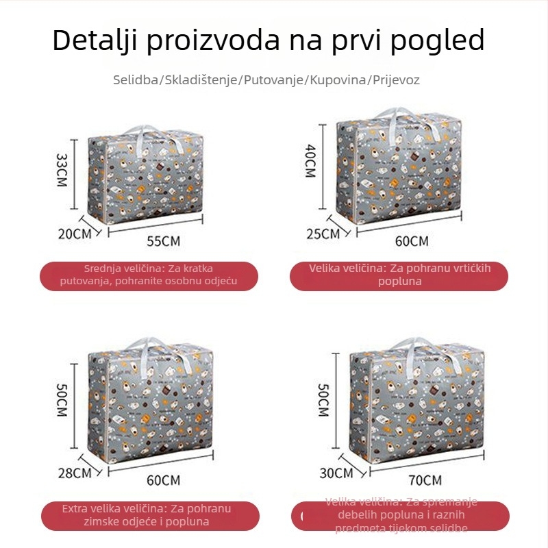 Torba za skladištenje od Oxford tkanine za odjeću i deke, veliki kapacitet za preseljenje