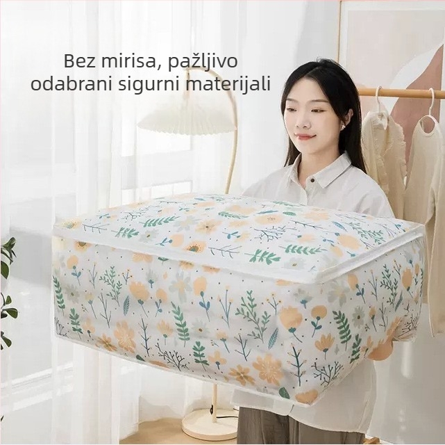Vreća za pohranu deke i odjeće, kubnog oblika, pamuk tkanina, višefunkcionalna, za putovanja i spavaću sobu