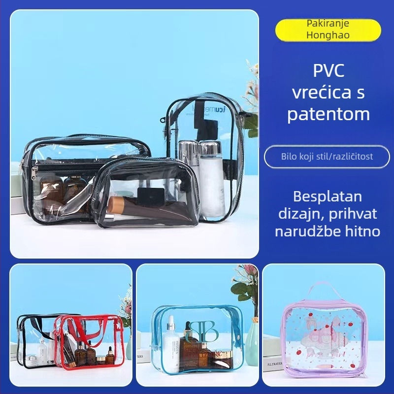 PVC torbica za šminku — vodootporna, odjeljak za suho/mokro, velika kapaciteta, za putovanja