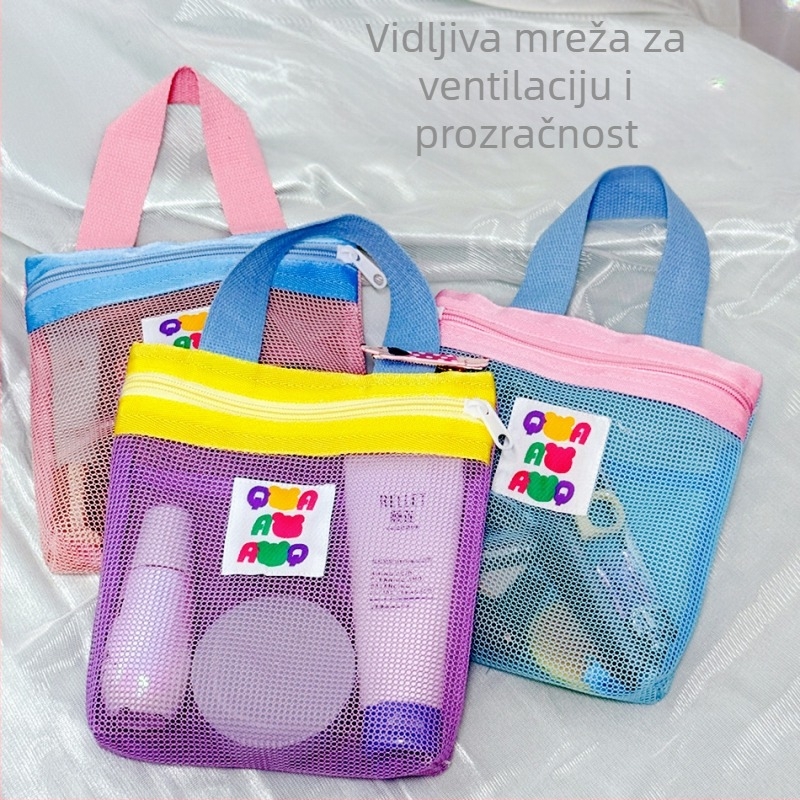 Prenosna mrežasta torbica za kozmetiku i putovanja s odvodom (Materijal: poliester; Oblik: prenosni; Funkcija: višestruka; Primjena: putovanja, kozmetika, kupaonica)
