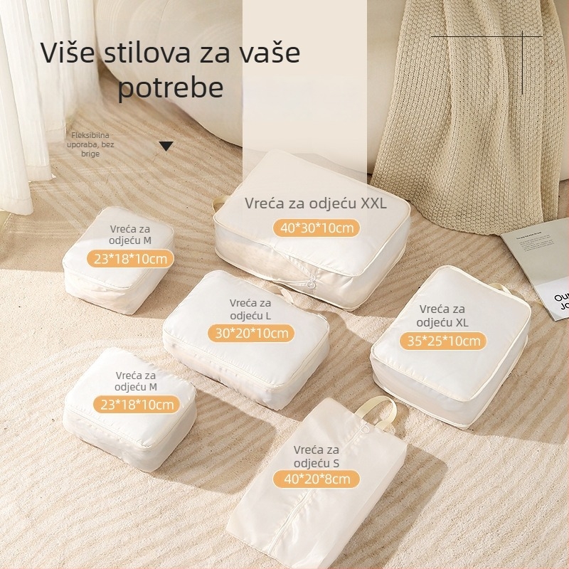 Šestodjelni set torbi za pohranu od ultralakog materijala s imitacijom memorijske tkanine, za prtljagu i odjeću, otporan na kidanje i vodootporan