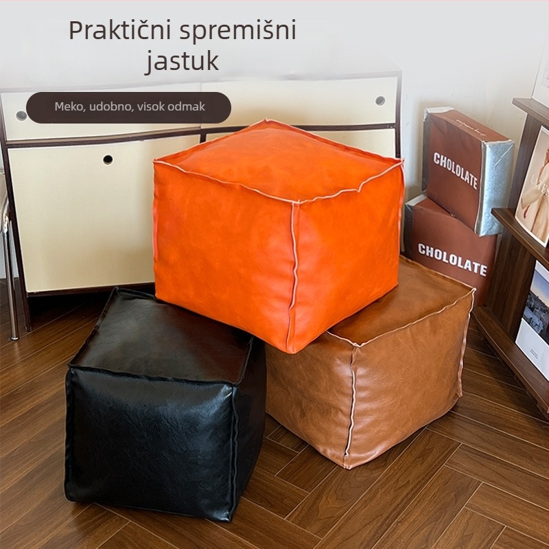 Kožna skladišna taburetka, kvadratnog oblika, višenamjenska, skladište za odjeću i tekstil, pogodna za spavaću sobu i dnevni boravak, stil laganog luksuza