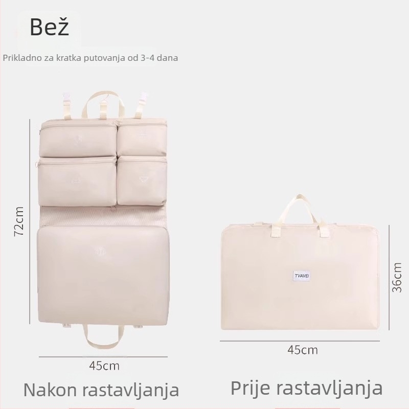 7-u-1 putna torba za pohranu, kubni oblik, twill tkanina, višenamjenski organizator za donje rublje, kozmetiku, odjeću i higijenske potrepštine