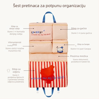 Šest u jednoj putnoj torbi za skladištenje, vodootporna, prenosna, sklopiva, držač za odjeću na vješanje, organizator prtljage