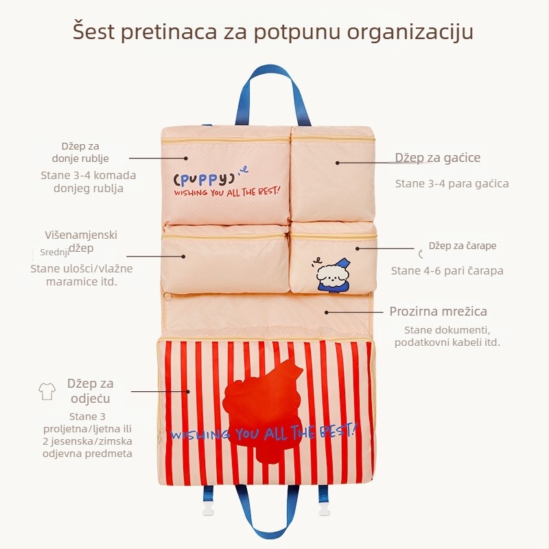 Šest u jednoj putnoj torbi za skladištenje, vodootporna, prenosna, sklopiva, držač za odjeću na vješanje, organizator prtljage