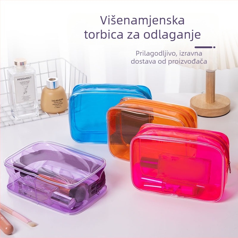 PVC kubična torbica za kozmetiku i toaletne potrepštine – vodootporna, prozirna, velike kapacitete, spremna za putovanja
