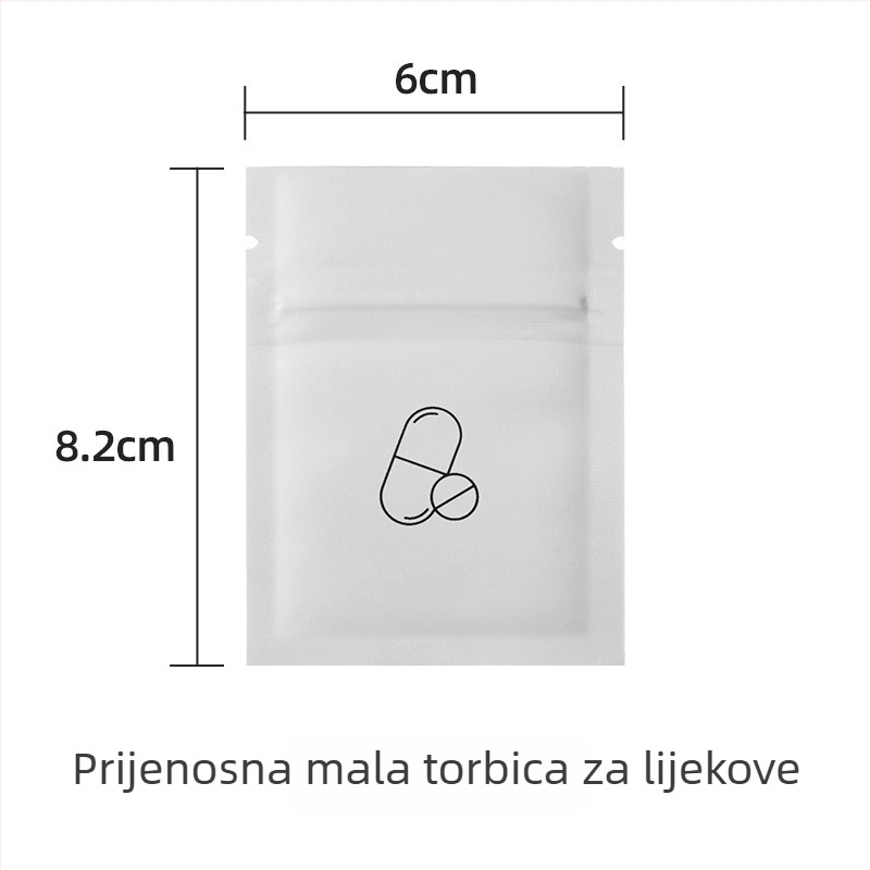 Mala vrećica za lijekove, aluminijska folija, samozatvarajuća, otporna na svjetlo i vlagu, za putovanja.