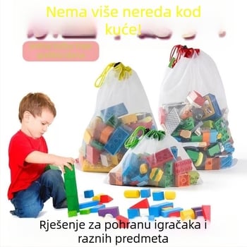 Prozirna torba za pohranu dječjih igračaka sa šnuralom, od poliestera, panelno šivanje, za male građevne blokove i sitnice