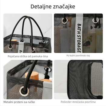Torba za toaletne potrepštine, kubnog oblika, plastična mreža, prozračna, model 01B1563