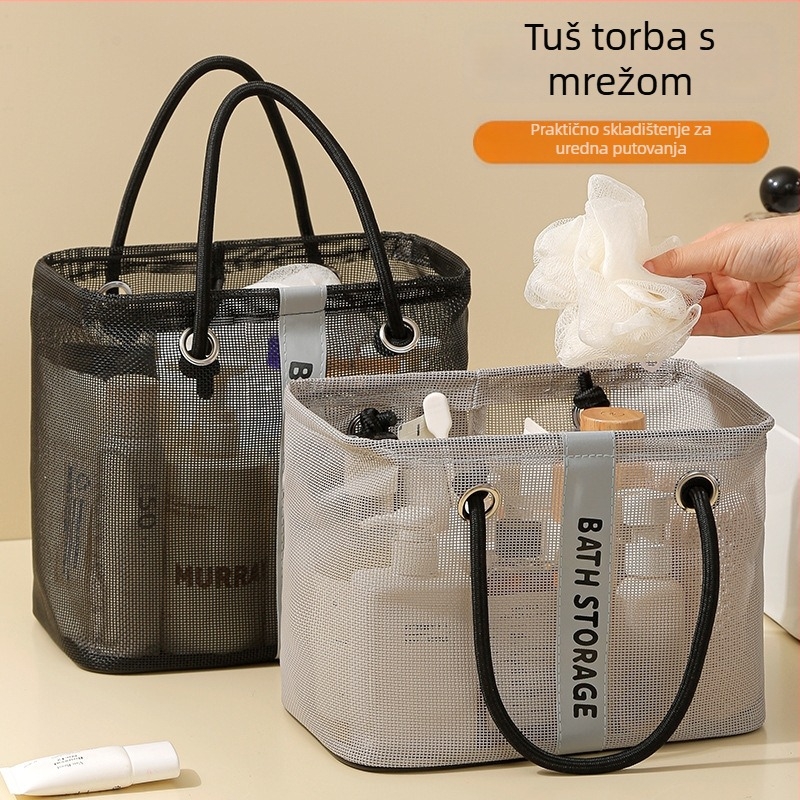 Torba za toaletne potrepštine, kubnog oblika, plastična mreža, prozračna, model 01B1563
