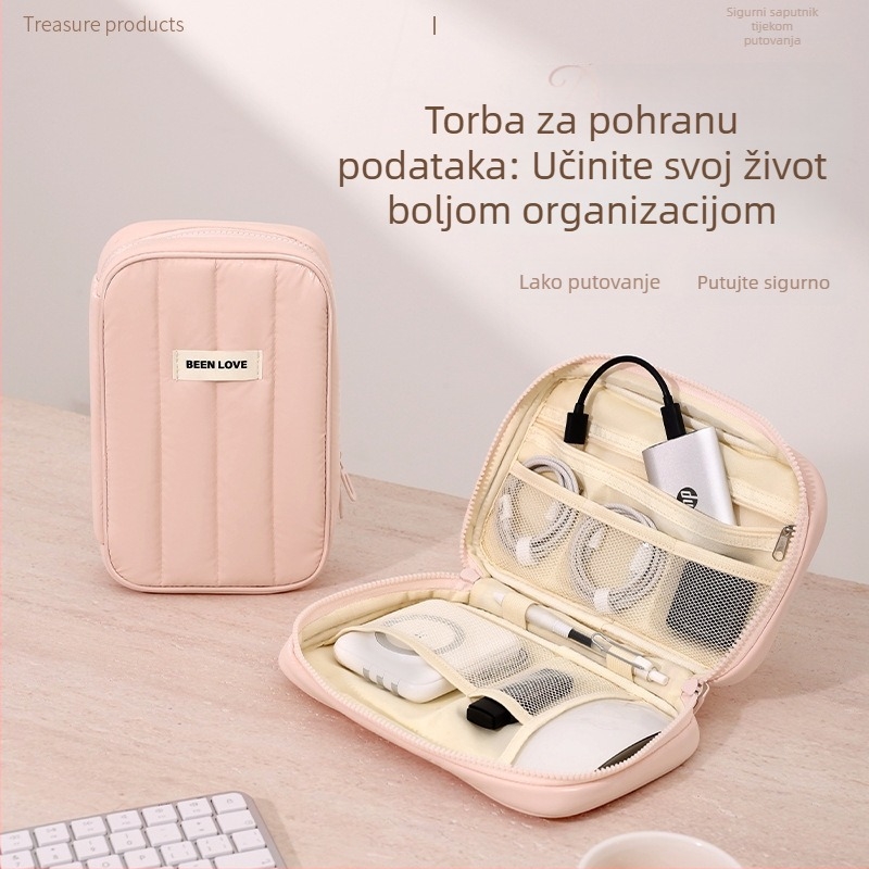 Torba za pohranu podataka - torbica u stilu ručne torbe, materijal: down cloth + kompozitna pamuk, višefunkcionalna za putovanja