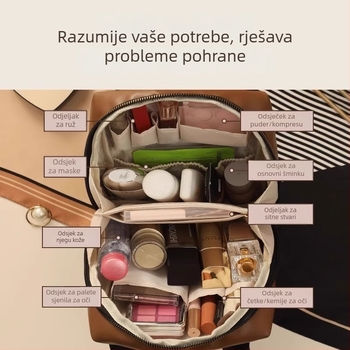 Kozmetička torbica Sugar cube, PU materijal, kubni oblik, vodootporna, ultralagana, s pregradama za veliku zapreminu za putovanja