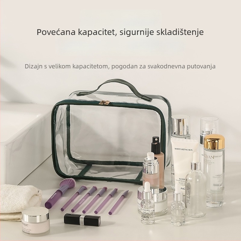 Torba za toaletne potrepštine od PU kože, cilindričnog oblika, prozračna, modernog minimalističkog stila s uzorkom šahovnica, za putovanja, skladištenje šminke i stolno skladištenje