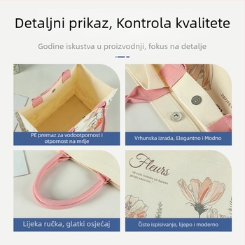 Cvjetna platnena tote torba s laminiranim otiskom, prilagodljiva logotipu, s dnom i bočnim stranama, velik kapacitet