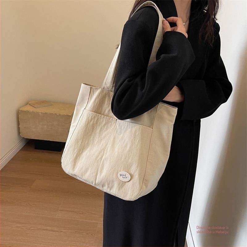 Ženska platnena Tote torba — ulični stil, materijal: platno, vertikalni kvadratni oblik, zatvarač, podstava od poliestera