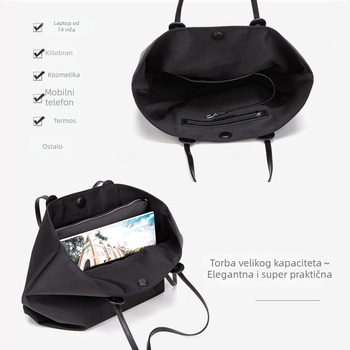 Ženska tote torba od Oxford platna, vodootporna, košarastog oblika, otvoreni gornji dio, podstava poliester