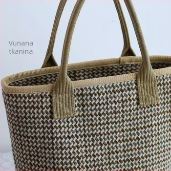 Bucket torba od platna – stil košare, podstava poliesterom, zatvaranje poklopcem, mekana konstrukcija