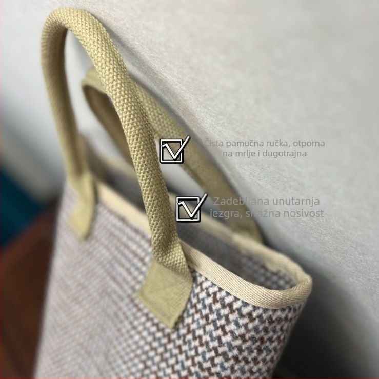 Bucket torba od platna – stil košare, podstava poliesterom, zatvaranje poklopcem, mekana konstrukcija