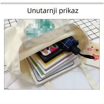 Crossbody torba od platna, gradski stil, horizontalni kvadratni oblik, trodimenzionalni dizajn, zatvarač