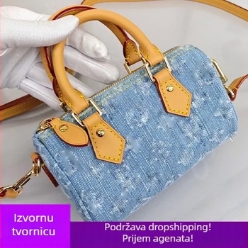 Denim crossbody torba u obliku jastuka – zatvarač, podstava od platna, jedna naramenica, urbana jednostavnost, 11212