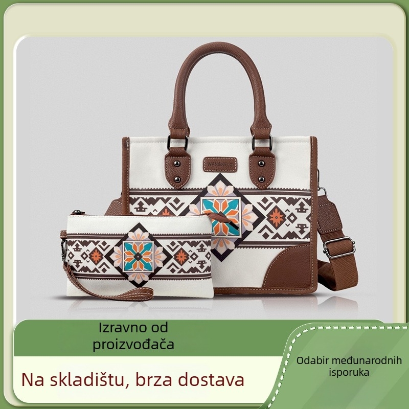 Platnena Tote torba u boho etničkom stilu s vintage izgledom; zatvarač na zip; podstava od poliester; vodoravni kvadratni oblik; unutarnja zip torba i džep za identifikaciju.