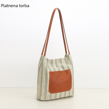 Platnena tote torba s vertikalnim kvadratnim oblikom, magnetska kopča i unutarnji pretinci za telefon i dokumente