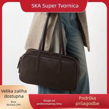 Ženska Tote torba od prave kože, gradski jednostavan stil, gornji sloj teleće kože, unutarnji džepovi za laptop, telefon, ID i kameru, zatvaranje zipom