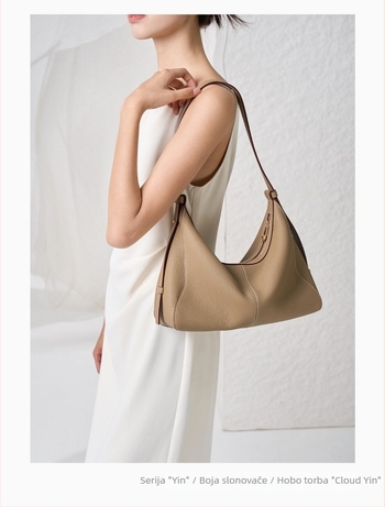 Shanshui Collection 2025 Hobo torba od prvog sloja kože, ženska torba za rame/crossbody, velika kapaciteta tote