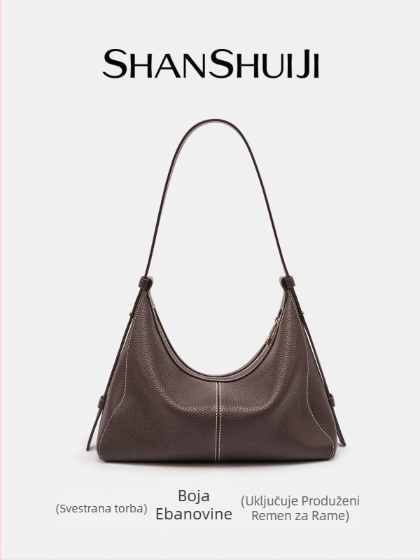 Shanshui Collection 2025 Hobo torba od prvog sloja kože, ženska torba za rame/crossbody, velika kapaciteta tote