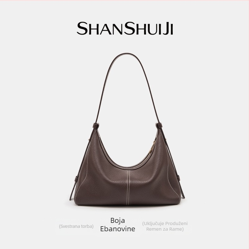 Shanshui Collection 2025 Hobo torba od prvog sloja kože, ženska torba za rame/crossbody, velika kapaciteta tote
