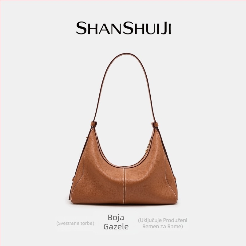 Shanshui Collection 2025 Hobo torba od prvog sloja kože, ženska torba za rame/crossbody, velika kapaciteta tote