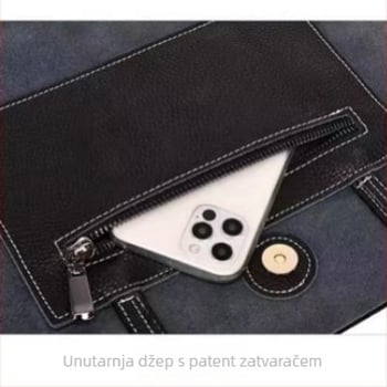 Unisex torba od prave kože, s zatvaračem, podstava od teleće kože, za svakodnevnu upotrebu