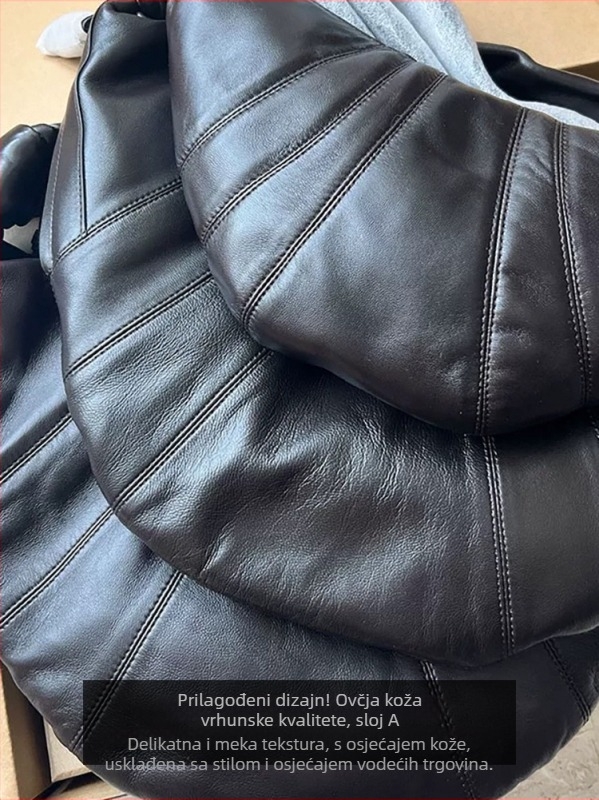 Croissant torba od ovčje kože, gradski stil, zatvarač, poliester podstava, unutarnja džep sa zipom i džep za mobitel, jedna naramenica