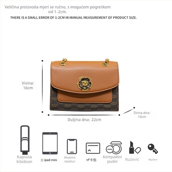 Ulična crossbody torba od prave kože, gornji sloj teleće kože, horizontalni kvadratni oblik, džep za mobitel, podstava od poliestera